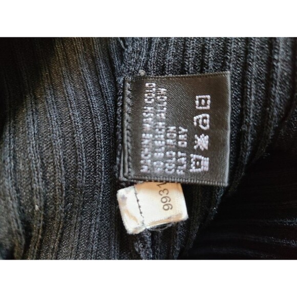 August Silk Black Ribbed Knit Top PM – Silk Cashmere Wool Blend 3/4 Sleeve - Picture 5 of 9